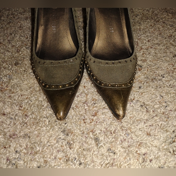 Nine West Suede/Leather Heel Dark Green Sz 7.5M - Picture 6 of 8